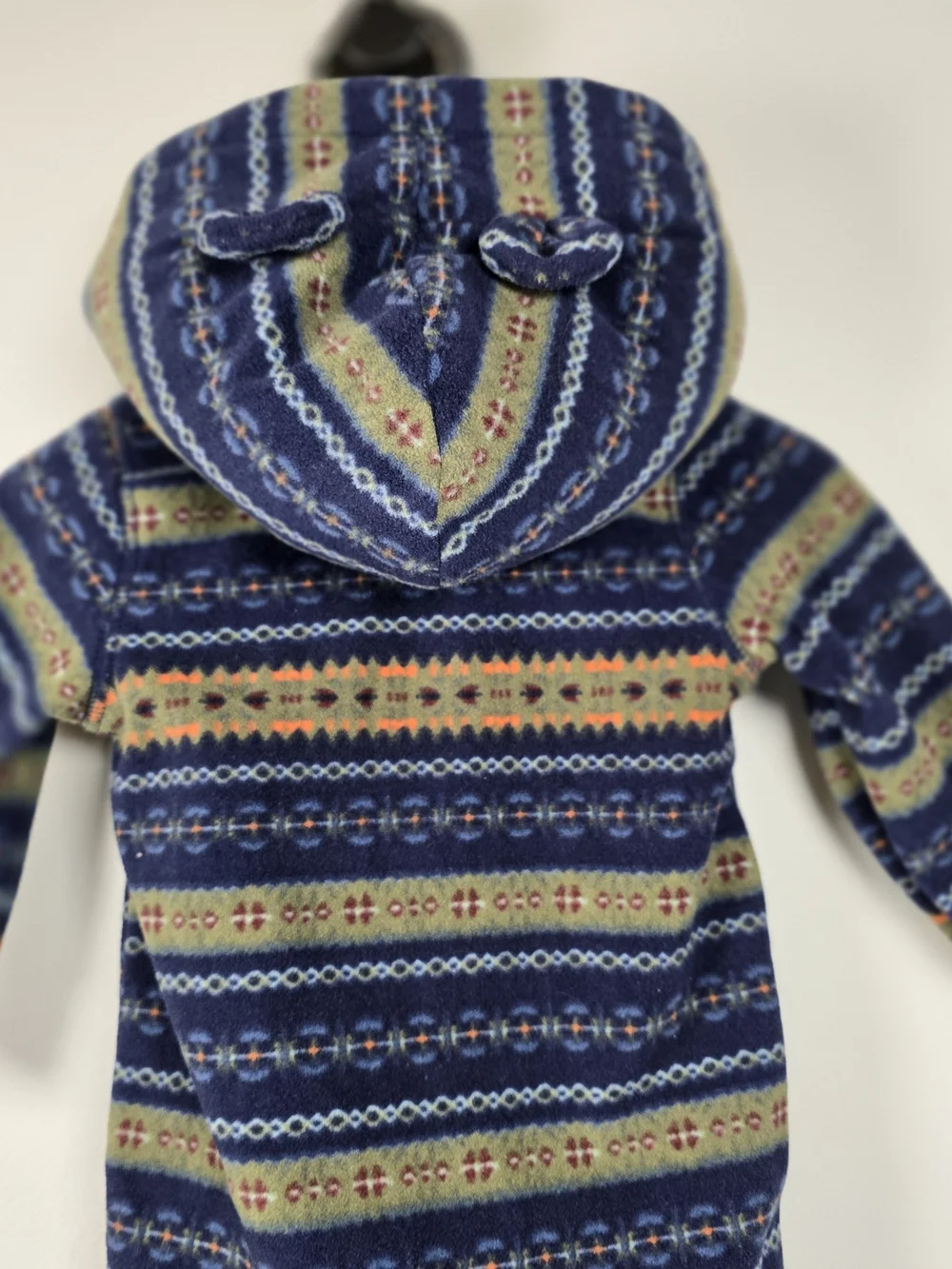 Carter's Navy Patterned Fleece Sherpa-Lined Hooded One-Piece